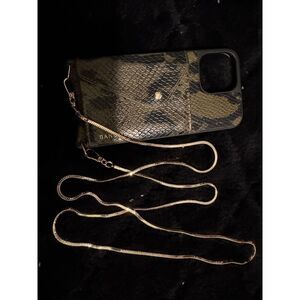 Bandolier iPhone 13pro donna snakeskin  wallet case &
New goldtone jewelry strap